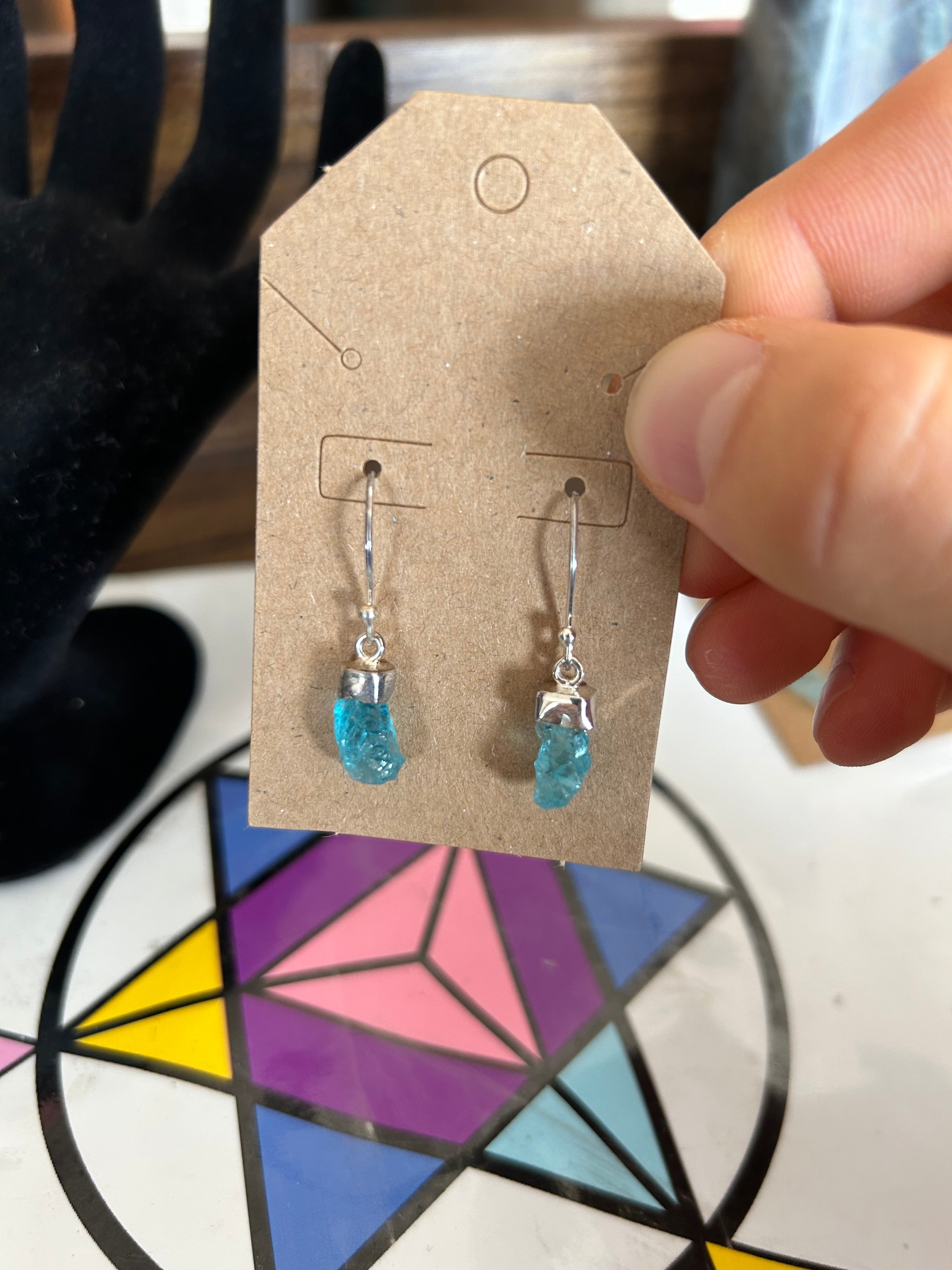 THROAT CHAKRA GLOWING Blue Apatite .925 Sterling Silver Earrings