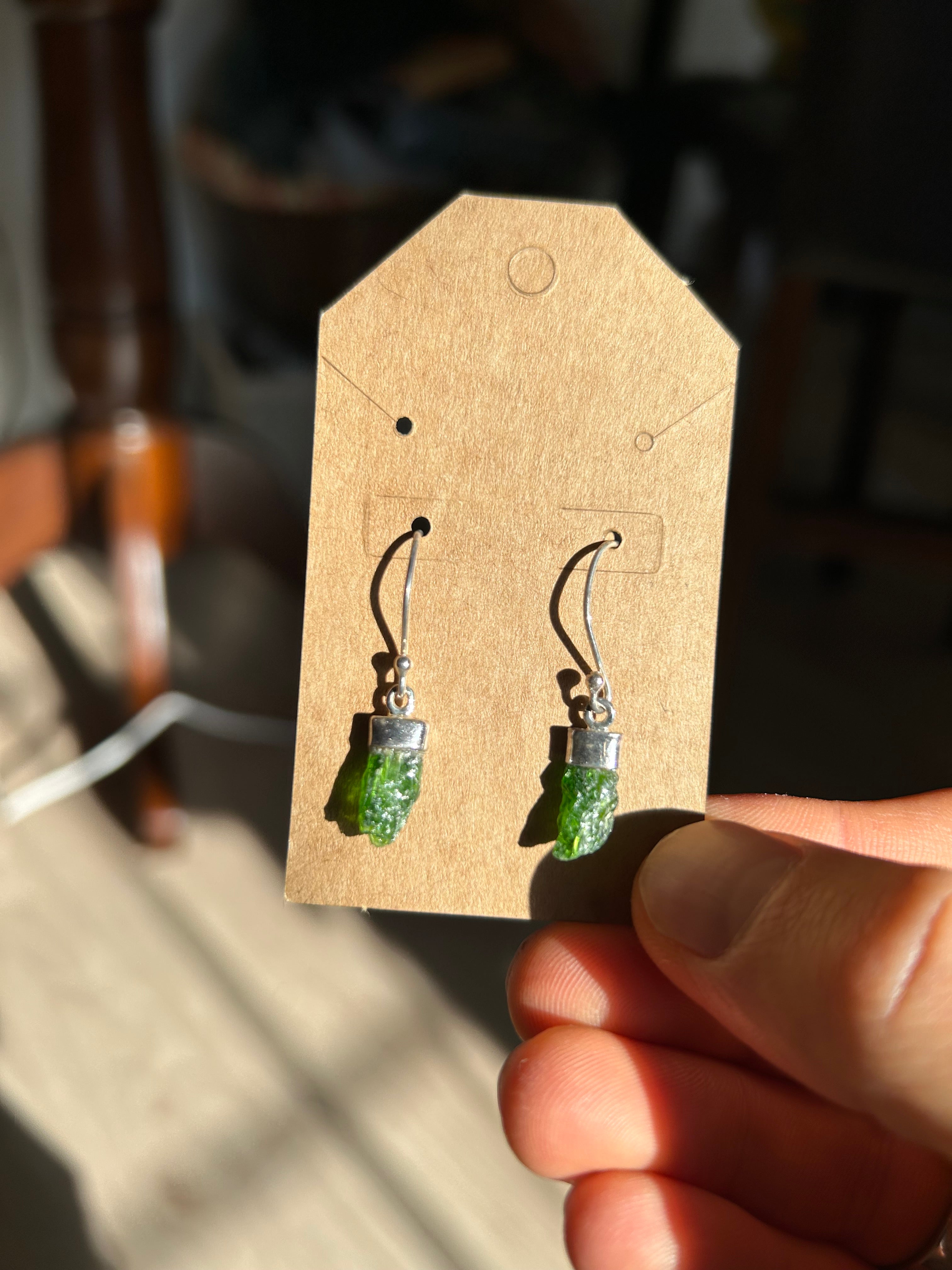 HEART CHAKRA Detox Authentic Chrome Diopside .925 Sterling Silver Earrings