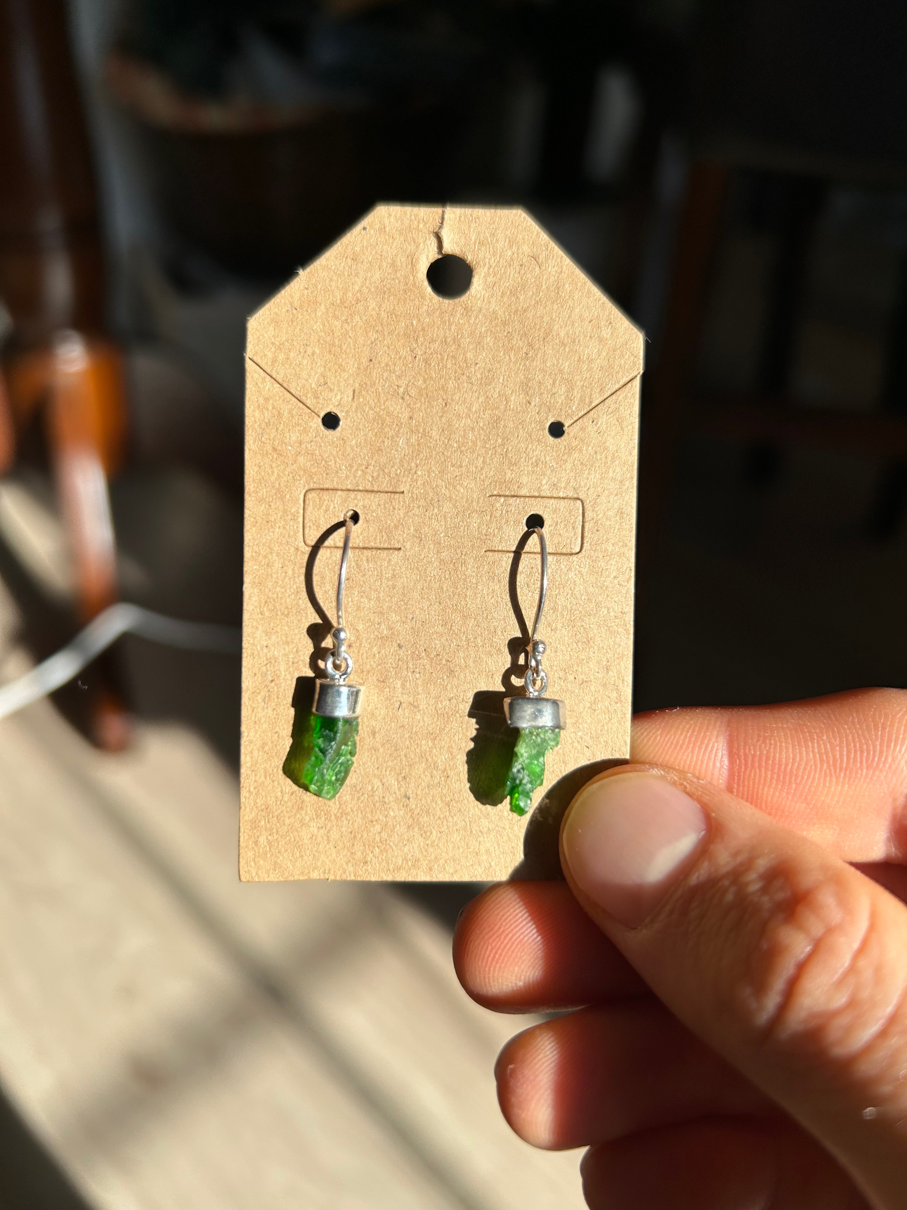 HEART CHAKRA Detox Authentic Chrome Diopside .925 Sterling Silver Earrings
