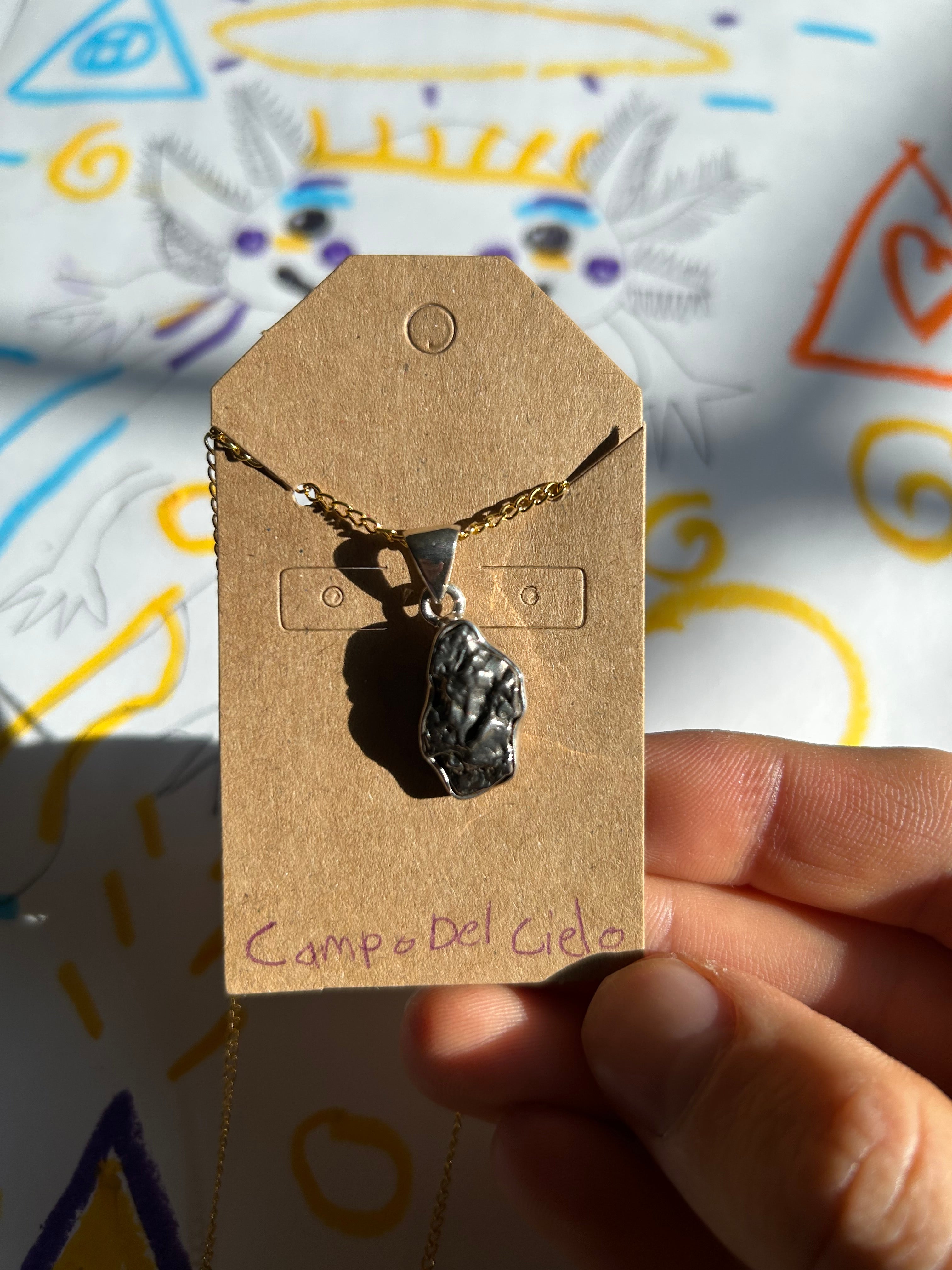 Authentic Campo Del Cielo Meteorite .925 Sterling Silver Pendant and Necklace