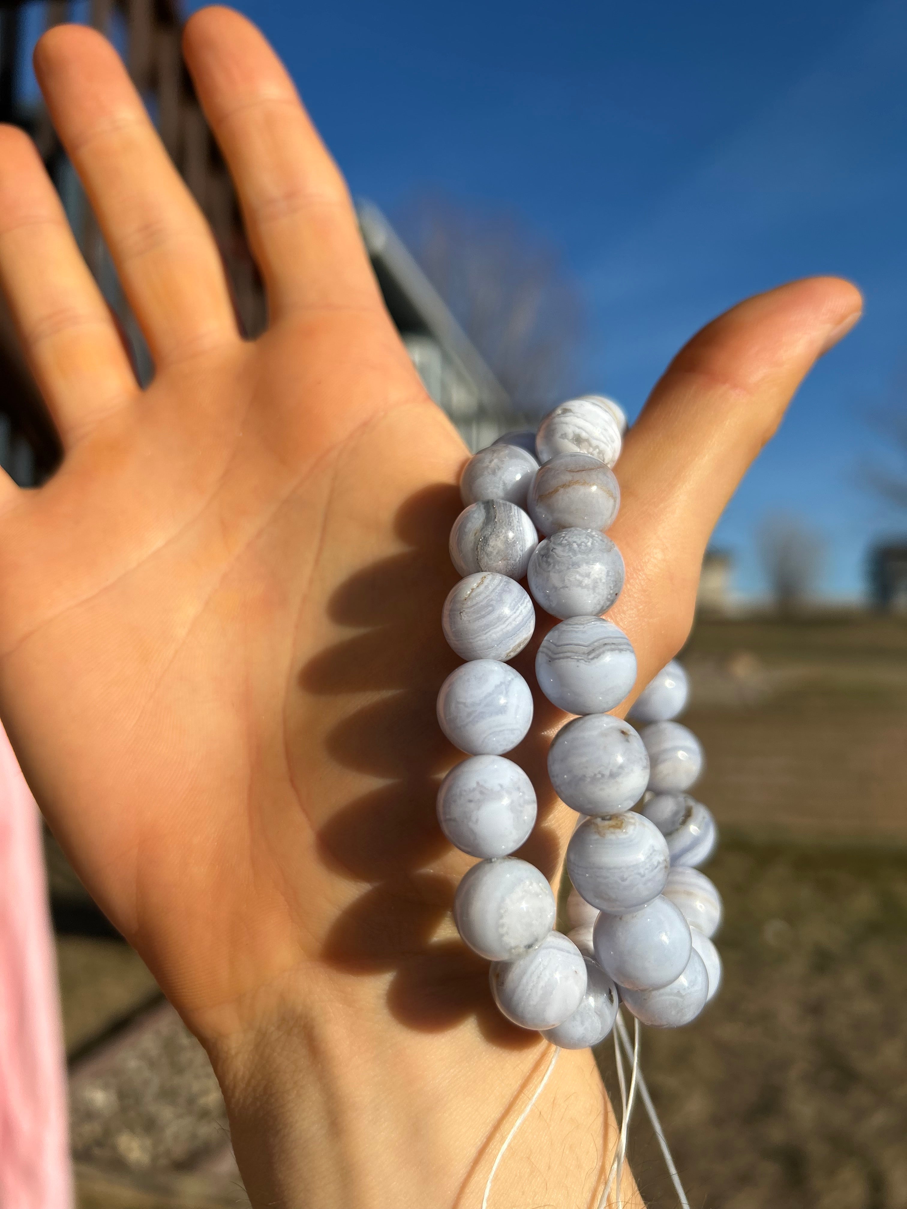 Authentic Blue Lace Agate Crystal Bracelet