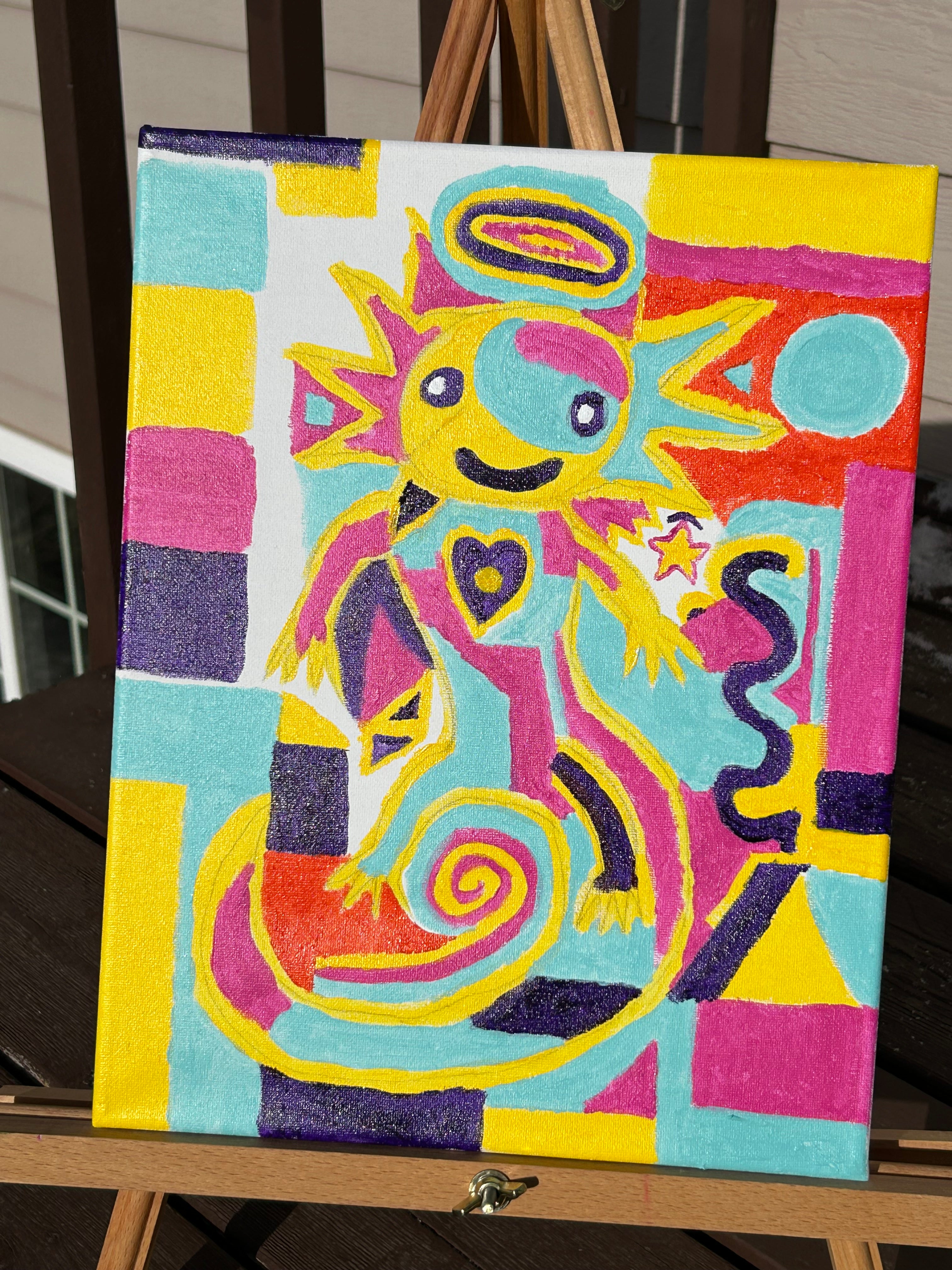333 Healing Axolotl Original Canvas Painting Art By Arion