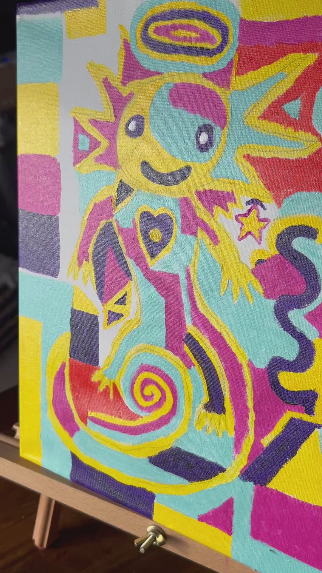 333 Healing Axolotl Original Canvas Painting Art By Arion