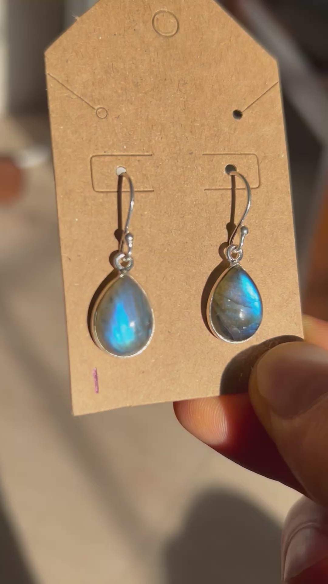 Authentic STUNNING Labradorite Earrings .925 Silver