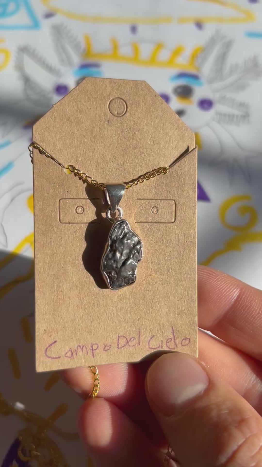 Authentic Campo Del Cielo Meteorite .925 Sterling Silver Pendant and Necklace